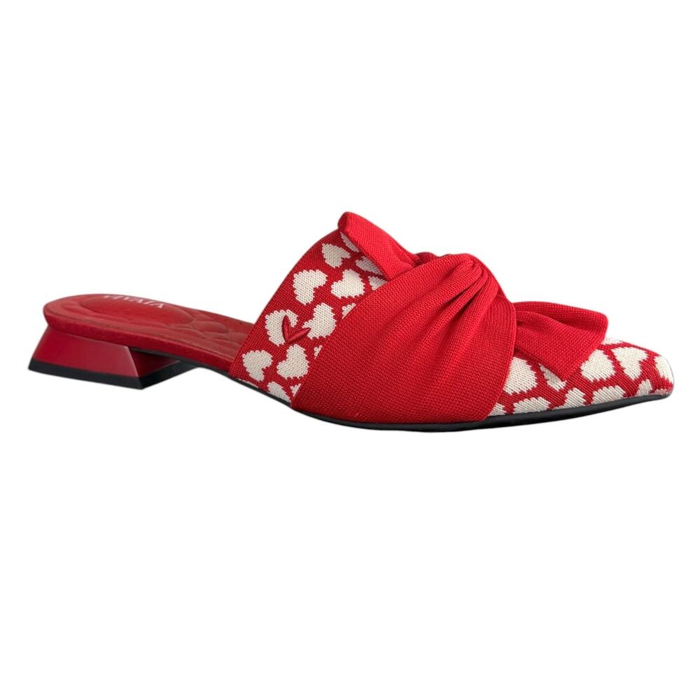 Vivaia Pointed-Toe Knot Sandals Red White Hearts EU 36.6 US 6 Romantic Valentine